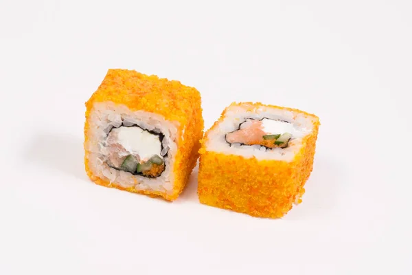 Sushi Toczy Się Białym Tle Sushi Roll Menu Sushi — Zdjęcie stockowe