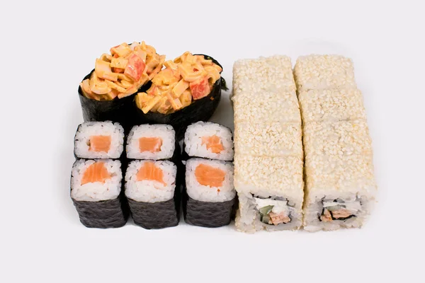 Sushi Rolls White Background Sushi Roll Sushi Menu — Stock Photo, Image