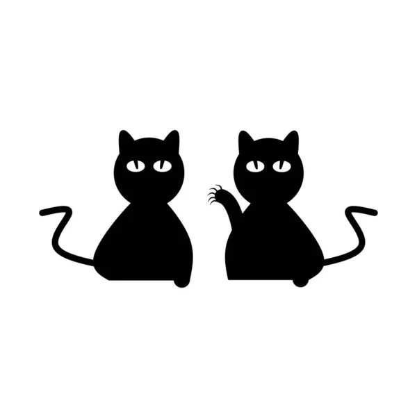 Eine Nahaufnahme Der Beiden Schwarzen Katzen Mit Klauenpfote Auf Weißem — Stockfoto