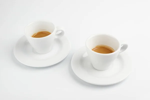 Dois Espressos Fundo Branco — Fotografia de Stock