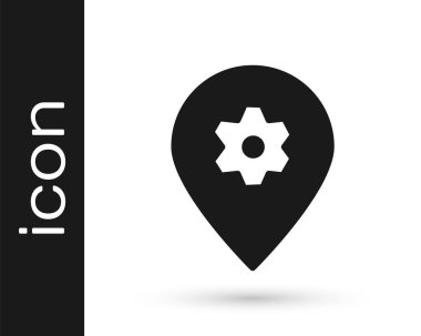 Araba servisi simgesinin bulunduğu gri konum beyaz arka planda izole edildi. Otomobil tamircisi. Tamirci oto tamircisi. Vektör İllüstrasyonu