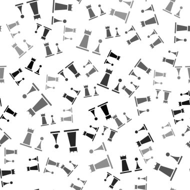 Siyah Satranç simgesi beyaz arkaplanda izole edilmiş kusursuz desen. İş stratejisi. Oyun, yönetim, finans. Vektör İllüstrasyonu