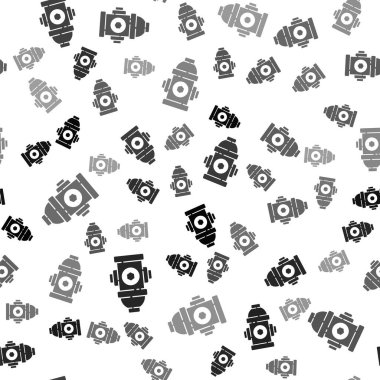 Siyah Yangın musluğu simgesi beyaz arka planda izole edilmiş kusursuz desen. Vektör İllüstrasyonu