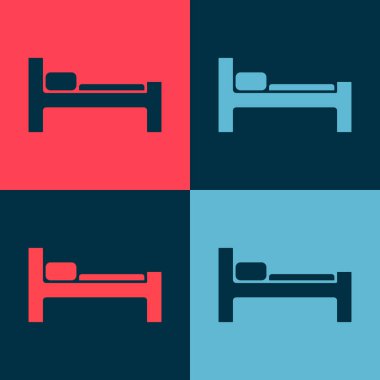 Pop Art Bed simgesi renk arkaplanda izole edildi. Vektör İllüstrasyonu