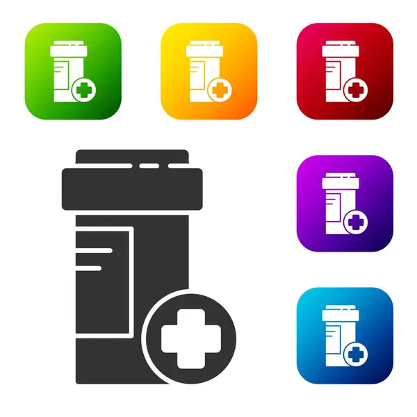 Black Medicine Bottle Icon Isolated White Background Bottle Pill Sign — Stock Vector