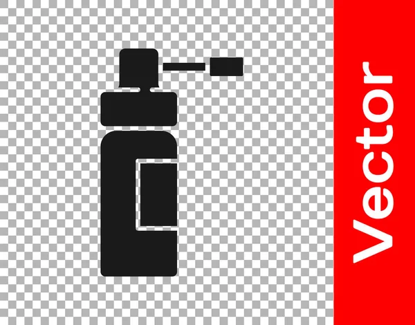 黑色药瓶喷雾器用于治疗鼻喉疾病 在透明的背景下隔离 病媒图解 — 图库矢量图片