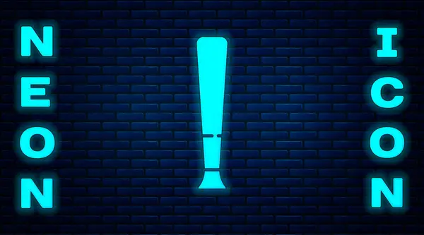 Icona Luminosa Neon Baseball Pipistrello Isolato Sfondo Muro Mattoni Attrezzature — Vettoriale Stock