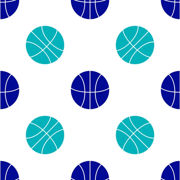 Icono Pelota Baloncesto Azul Aislado Patrón Sin Costuras Sobre Fondo — Vector de stock