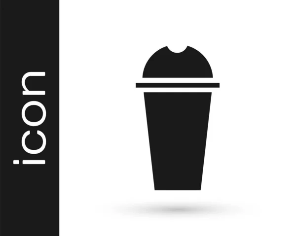 Ícone Milkshake Cinza Isolado Fundo Branco Copo Plástico Com Tampa —  Vetores de Stock