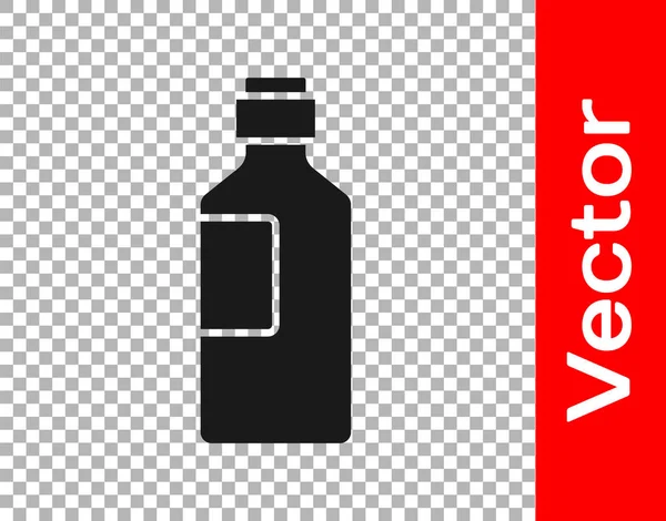 黑色水瓶图标隔离在透明的背景上 苏打水的标志 病媒图解 — 图库矢量图片