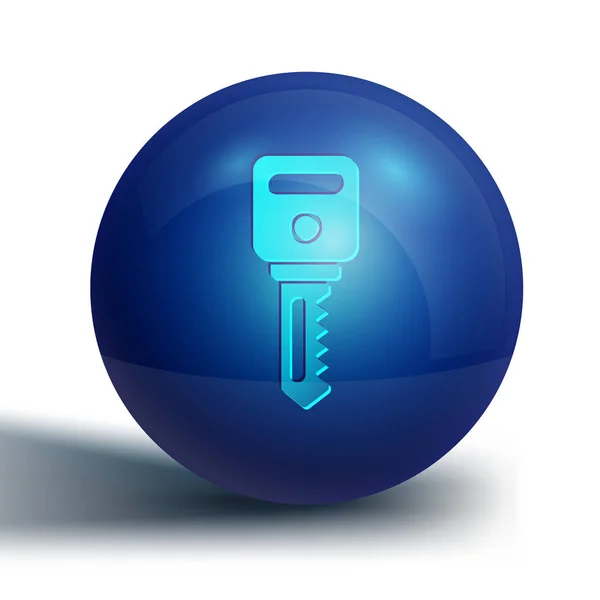 Blue House Nyckel Ikon Isolerad Vit Bakgrund Blå Cirkelknapp Vektor — Stock vektor