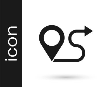 Gri Yol konum simgesi beyaz arkaplanda izole edildi. Harita işaretçisi işareti. Yol ya da yol kavramı. GPS navigatörü. Vektör İllüstrasyonu