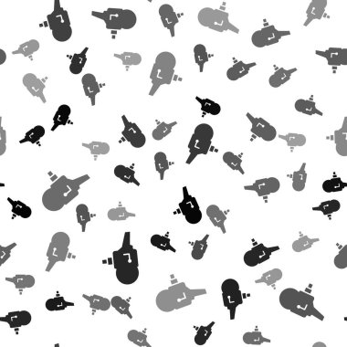 Siyah Retro sinema kamera ikonu beyaz arka planda izole edilmiş kusursuz desen. Video kamera. Film tabelası. Film projektörü. Vektör İllüstrasyonu