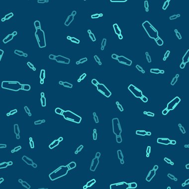 Yeşil çizgi bovling simgesi mavi arkaplanda izole edilmiş pürüzsüz desen. Vektör İllüstrasyonu