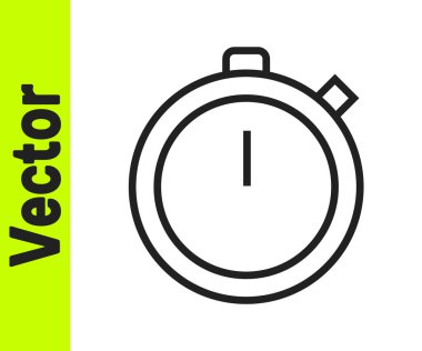 Siyah çizgi Stopwatch simgesi beyaz arkaplanda izole edildi. Zaman göstergesi. Kronometre işareti. Vektör İllüstrasyonu