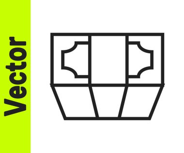 Siyah çizgi kağıt para yığını beyaz arka planda izole nakit ikonu. Para desteleri. Para birimi. Vektör İllüstrasyonu