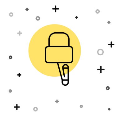 Siyah çizgili maymuncuklar ya da maymuncuklar beyaz arkaplanda izole edilmiş kilit açma simgesi. Rastgele dinamik şekiller. Vektör İllüstrasyonu