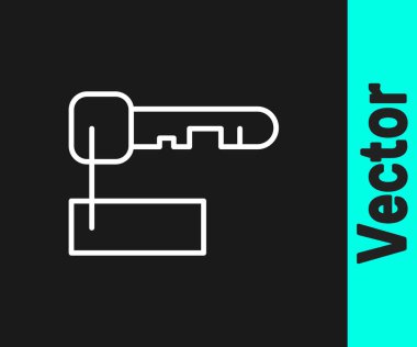 Siyah arkaplanda beyaz çizgi işaretli anahtar simgesi izole edildi. Vektör İllüstrasyonu