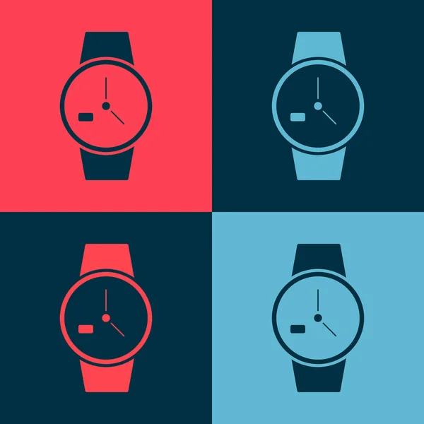 Pop Art Wrist Horloge Pictogram Geïsoleerd Kleur Achtergrond Een Horloge — Stockvector