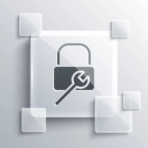 Icono Reparación Grey Lock Aislado Sobre Fondo Gris Señal Candado — Vector de stock