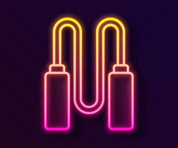 Ragyogó Neon Vonal Ugrás Kötél Ikon Elszigetelt Fekete Háttérrel Ugrókötél — Stock Vector