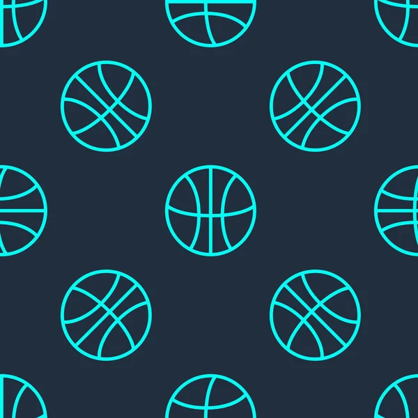 Grüne Linie Basketballsymbol Isoliert Nahtlose Muster Auf Blauem Hintergrund Sport — Stockvektor