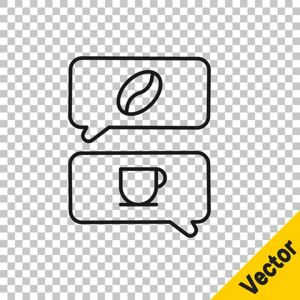 Schwarze Linie Kaffee Und Gespräch Symbol Isoliert Auf Transparentem Hintergrund — Stockvektor