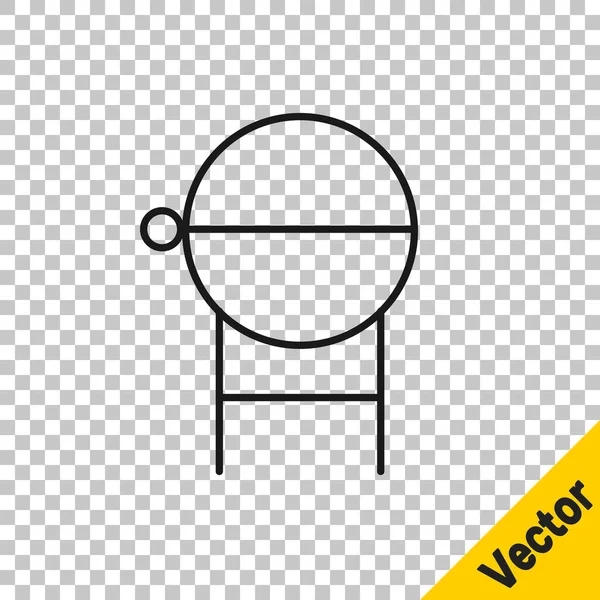 Zwarte Lijn Barbecue Grill Pictogram Geïsoleerd Transparante Achtergrond Bbq Grillfeestje — Stockvector