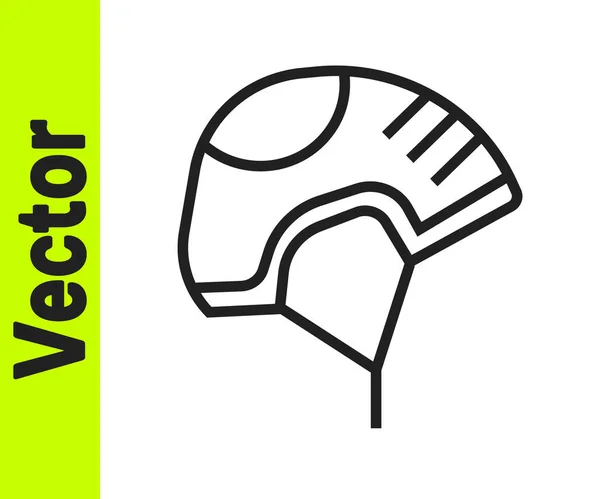 Black Line Helmet Icon Isolated White Background Extreme Sport Sport — Stock Vector