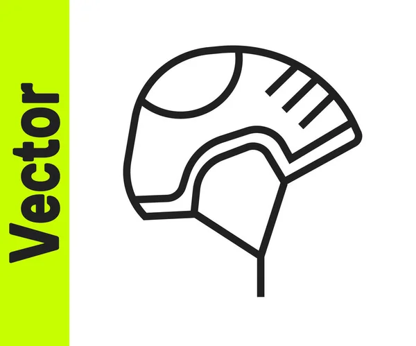 Icono Casco Línea Negra Aislado Sobre Fondo Blanco Deporte Extremo — Vector de stock