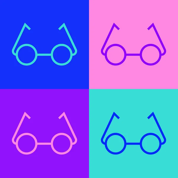 Pop Art Ligne Lunettes Icône Isolée Sur Fond Couleur Symbole — Image vectorielle