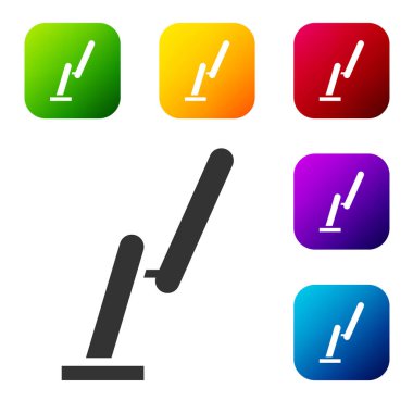 Beyaz arkaplanda siyah cam sileceği simgesi izole edildi. Renkli kare düğmelerle simgeleri ayarla. Vektör İllüstrasyonu