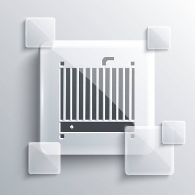 Gri araba soğutma sistemi simgesi gri arkaplanda izole edildi. Kare cam paneller. Vektör İllüstrasyonu