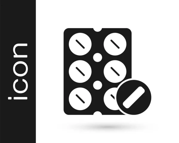 Graue Pillen Blisterverpackungssymbol Isoliert Auf Weißem Hintergrund Medikamentenpaket Für Tabletten — Stockvektor