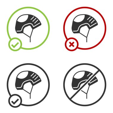 Beyaz arkaplanda siyah kask simgesi izole edildi. Olağanüstü bir spor. Spor malzemeleri. Çember düğmesi. Vektör İllüstrasyonu