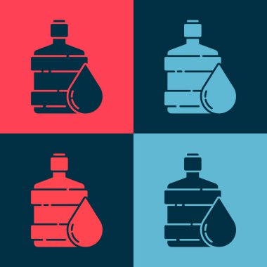 Açık renkli arka planda temiz su ikonu olan büyük bir şişe. Soğutucu için plastik kap. Vektör İllüstrasyonu
