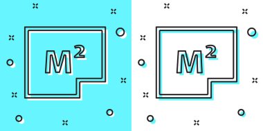 Siyah çizgi ev planı simgesi yeşil ve beyaz arka planda izole edildi. Rastgele dinamik şekiller. Vektör İllüstrasyonu