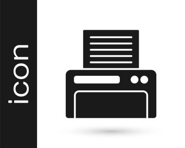 Gri yazıcı simgesi beyaz arkaplanda izole edildi. Vektör İllüstrasyonu