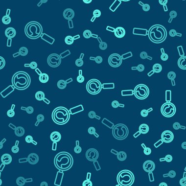 Yeşil çizgi tıbbi analiz ikonu mavi arkaplandaki kusursuz deseni izole etti. İlaç yardımı için. Eczane ilaç sembolü. Vektör İllüstrasyonu