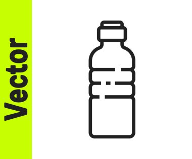 Beyaz arka planda izole edilmiş siyah çizgi su ikonu. Soda su içme tabelası. Vektör İllüstrasyonu