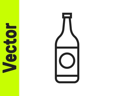 Siyah çizgi bira şişesi ikonu beyaz arka planda izole edilmiş. Vektör İllüstrasyonu