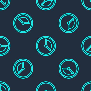 Yeşil Hat Zaman Yönetimi simgesi mavi arkaplandaki kusursuz deseni izole etti. Saat işareti. Üretkenlik sembolü. Vektör İllüstrasyonu