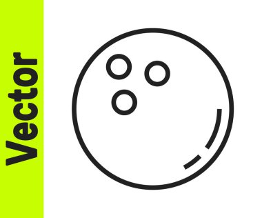 Siyah çizgi bowling topu simgesi beyaz arkaplanda izole edildi. Spor malzemeleri. Vektör İllüstrasyonu