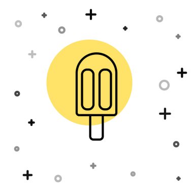 Siyah çizgi dondurma ikonu beyaz arkaplanda izole edilmiş. Güzel sembol. Rastgele dinamik şekiller. Vektör İllüstrasyonu