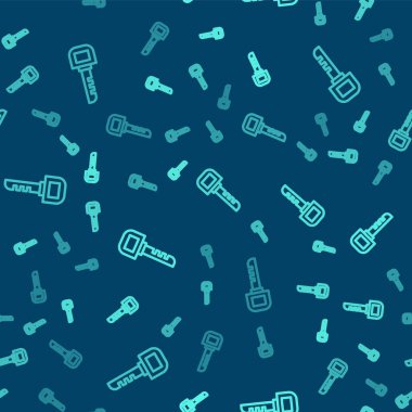 Yeşil çizgi anahtar simgesi mavi arkaplandaki kusursuz deseni izole etti. Vektör İllüstrasyonu