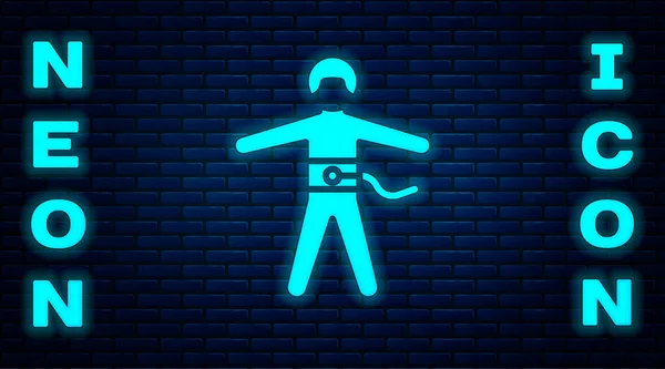 Glowing Neon Bungee Jumping Icon Isolated Brick Wall Background Vector — Stock Vector