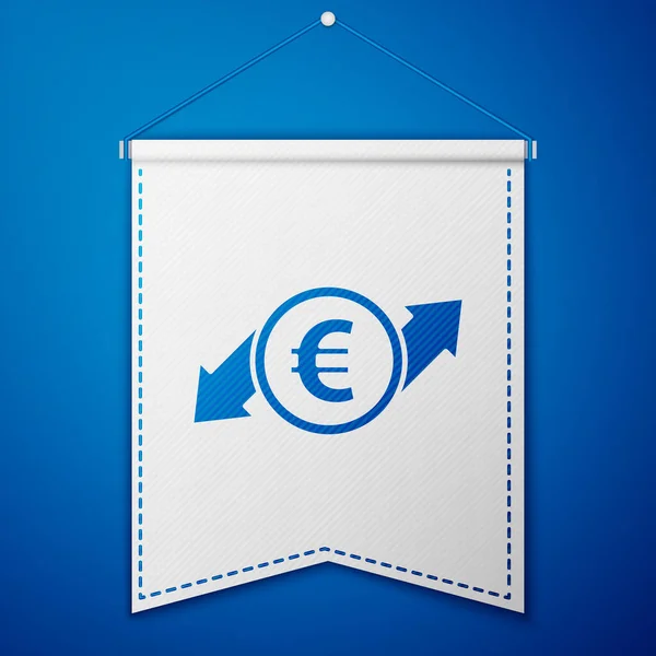 Blauwe Financiële Groei Euromuntpictogram Geïsoleerd Blauwe Achtergrond Toenemende Inkomsten Witte — Stockvector