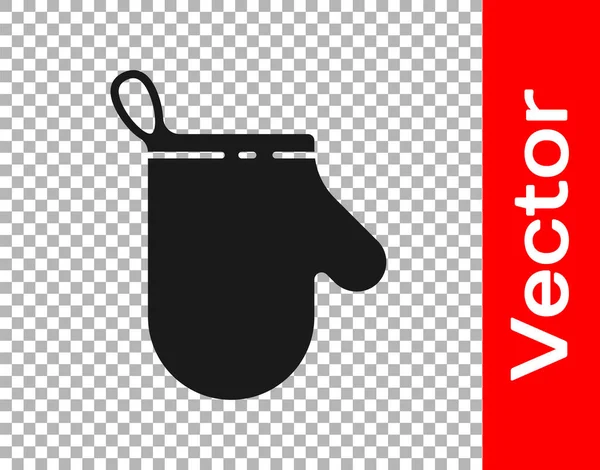 Черная Перчатка Значок Изолирован Прозрачном Фоне Знак Горшечника Кухне Перчатка — стоковый вектор