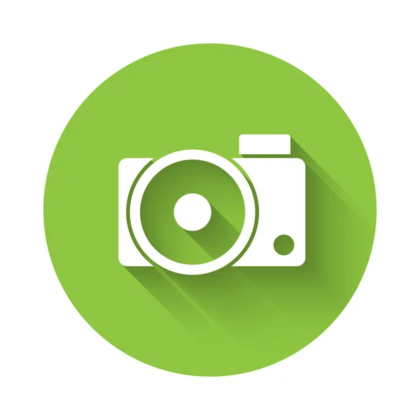 White Photo Camera Icon Isolated Long Shadow Foto Camera Icon — Stock Vector