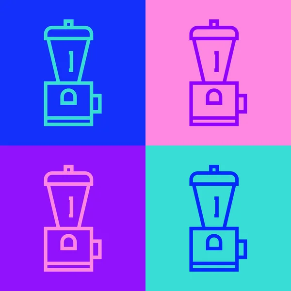 Pop Art Line Electric Coffee Grinder Icon Isolated Color Background — Stock Vector